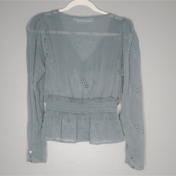 ASTR long sleeve top Peplum Blouse gray - Picture 3 of 7